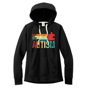 Autism Seeing The World Differently Puzzle Piece Gift Women's Fleece Hoodie