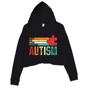 Autism Seeing The World Differently Puzzle Piece Gift Crop Fleece Hoodie