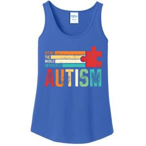 Autism Seeing The World Differently Puzzle Piece Gift Ladies Essential Tank