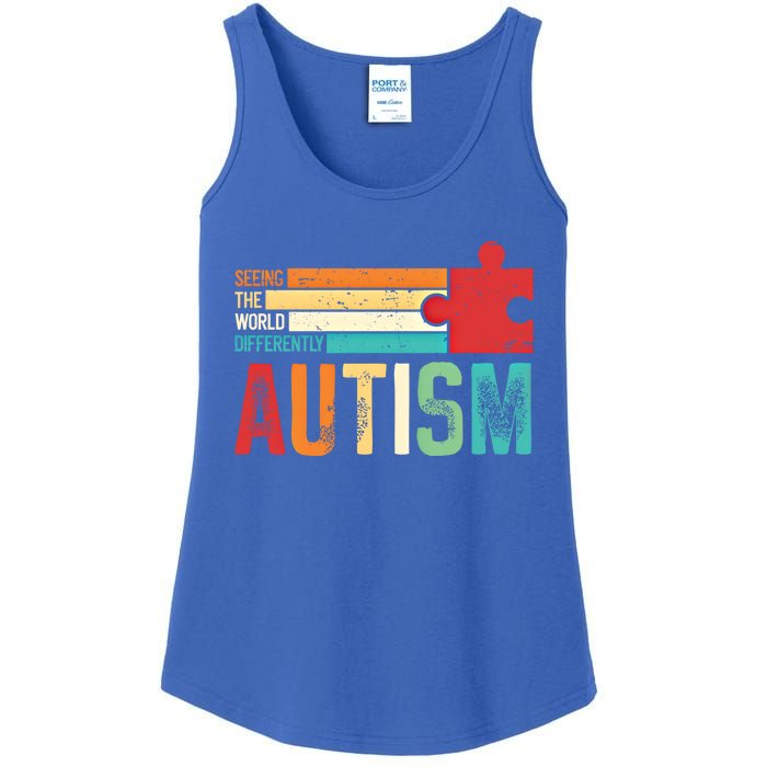 Autism Seeing The World Differently Puzzle Piece Gift Ladies Essential Tank