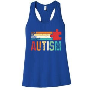 Autism Seeing The World Differently Puzzle Piece Gift Women's Racerback Tank