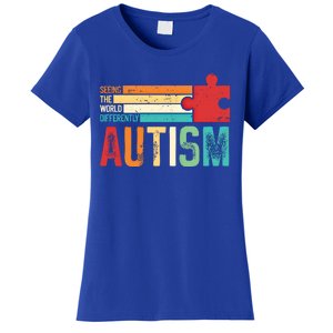 Autism Seeing The World Differently Puzzle Piece Gift Women's T-Shirt