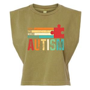 Autism Seeing The World Differently Puzzle Piece Gift Garment-Dyed Women's Muscle Tee