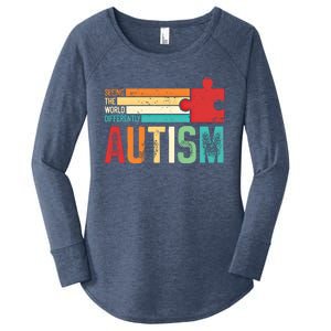 Autism Seeing The World Differently Puzzle Piece Gift Women's Perfect Tri Tunic Long Sleeve Shirt