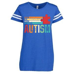 Autism Seeing The World Differently Puzzle Piece Gift Enza Ladies Jersey Football T-Shirt