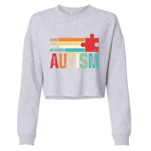 Autism Seeing The World Differently Puzzle Piece Gift Cropped Pullover Crew