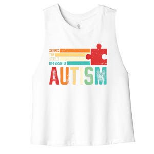 Autism Seeing The World Differently Puzzle Piece Gift Women's Racerback Cropped Tank