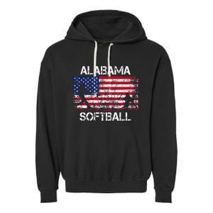 Alabama Softball Team American Flag Gift Garment-Dyed Fleece Hoodie