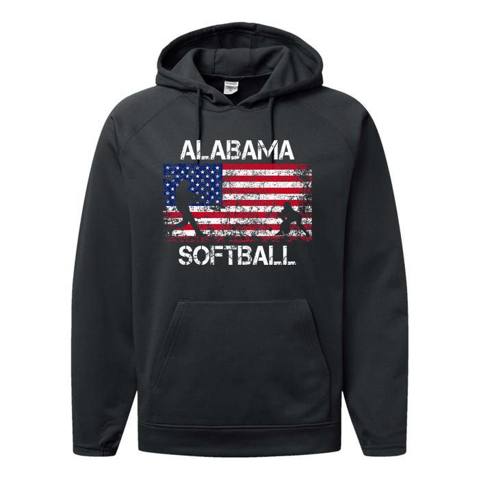 Alabama Softball Team American Flag Gift Performance Fleece Hoodie