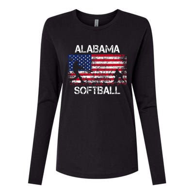 Alabama Softball Team American Flag Gift Womens Cotton Relaxed Long Sleeve T-Shirt