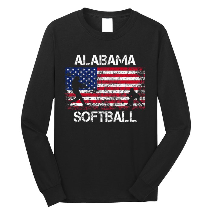 Alabama Softball Team American Flag Gift Long Sleeve Shirt