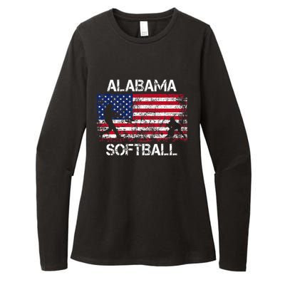 Alabama Softball Team American Flag Gift Womens CVC Long Sleeve Shirt