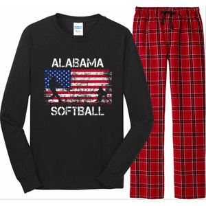 Alabama Softball Team American Flag Gift Long Sleeve Pajama Set