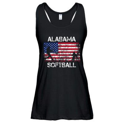 Alabama Softball Team American Flag Gift Ladies Essential Flowy Tank