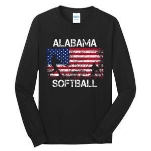 Alabama Softball Team American Flag Gift Tall Long Sleeve T-Shirt