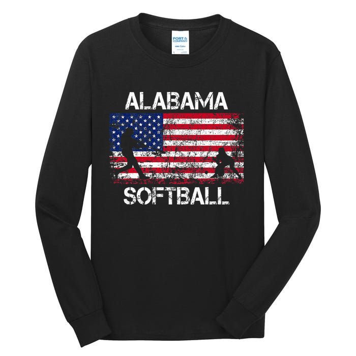 Alabama Softball Team American Flag Gift Tall Long Sleeve T-Shirt