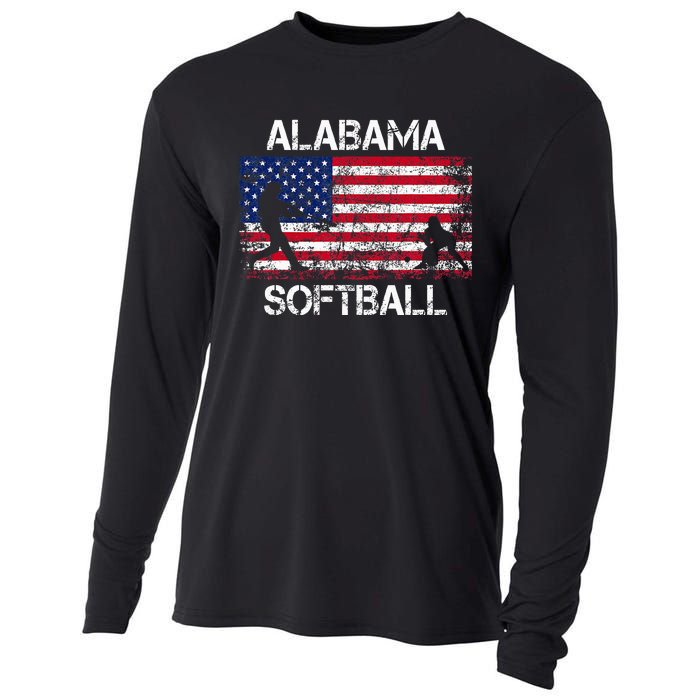 Alabama Softball Team American Flag Gift Cooling Performance Long Sleeve Crew