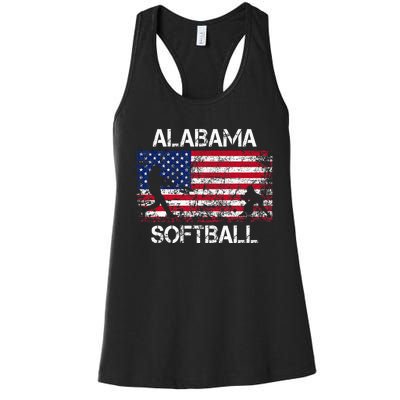 Alabama Softball Team American Flag Gift Women's Racerback Tank