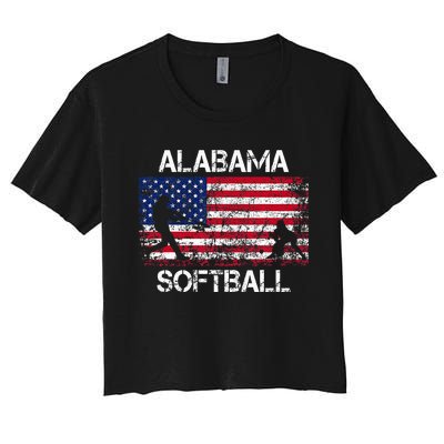 Alabama Softball Team American Flag Gift Women's Crop Top Tee