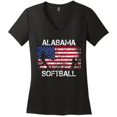 Alabama Softball Team American Flag Gift Women's V-Neck T-Shirt