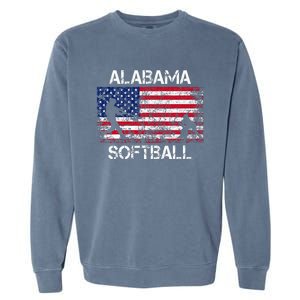 Alabama Softball Team American Flag Gift Garment-Dyed Sweatshirt