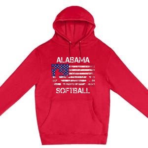 Alabama Softball Team American Flag Gift Premium Pullover Hoodie