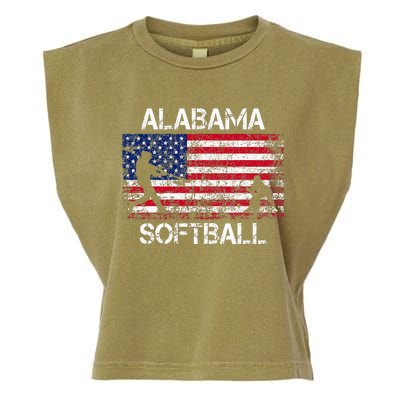 Alabama Softball Team American Flag Gift Garment-Dyed Women's Muscle Tee