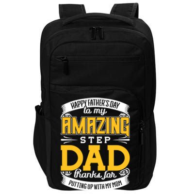 Amazing Stepdad Thanks For Putting Up With Mom Fathers Day Gift Impact Tech Backpack