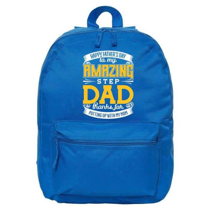 Amazing Stepdad Thanks For Putting Up With Mom Fathers Day Gift 16 in Basic Backpack