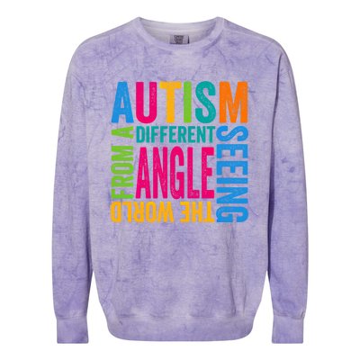 Autism Seeing The World From A Different Angle Autism Gift Colorblast Crewneck Sweatshirt