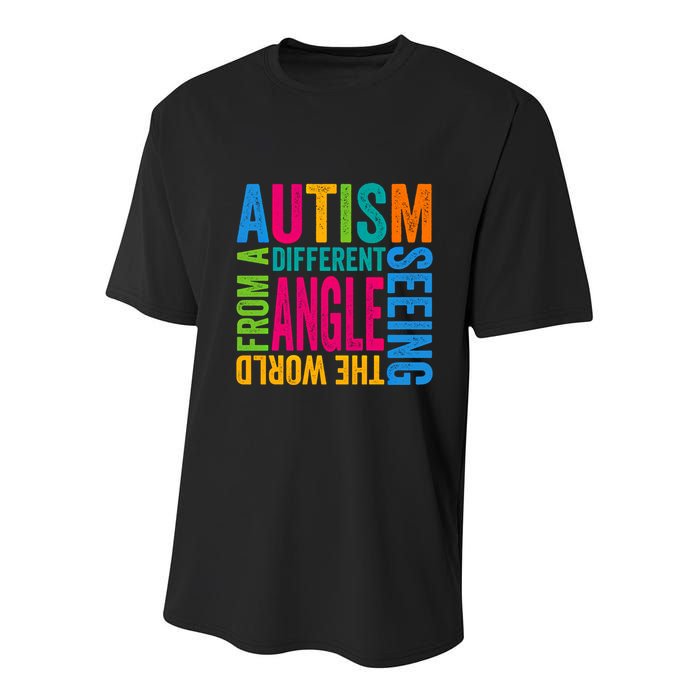 Autism Seeing The World From A Different Angle Autism Gift Youth Performance Sprint T-Shirt