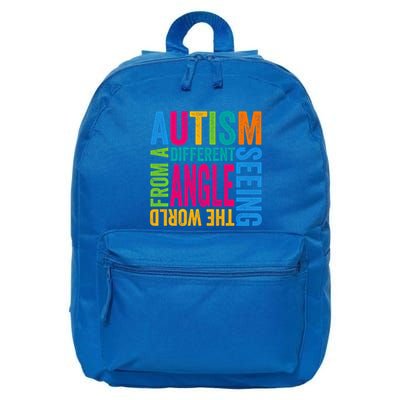 Autism Seeing The World From A Different Angle Autism Gift 16 in Basic Backpack