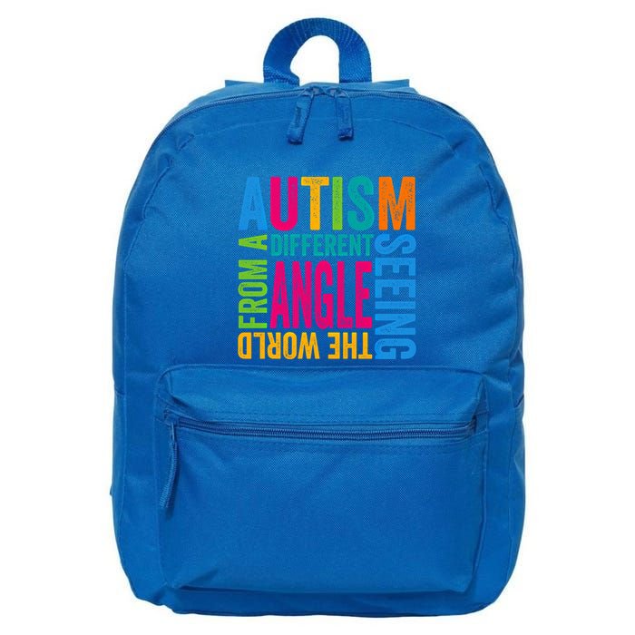Autism Seeing The World From A Different Angle Autism Gift 16 in Basic Backpack