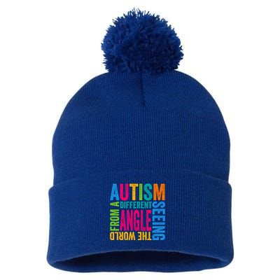 Autism Seeing The World From A Different Angle Autism Gift Pom Pom 12in Knit Beanie