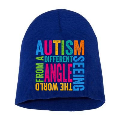 Autism Seeing The World From A Different Angle Autism Gift Short Acrylic Beanie