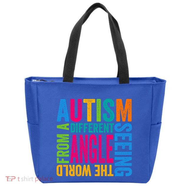 Autism Seeing The World From A Different Angle Autism Gift Zip Tote Bag