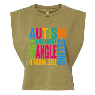 Autism Seeing The World From A Different Angle Autism Gift Garment-Dyed Women's Muscle Tee