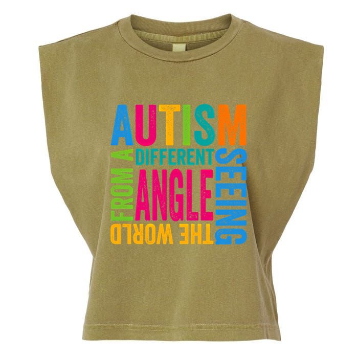 Autism Seeing The World From A Different Angle Autism Gift Garment-Dyed Women's Muscle Tee