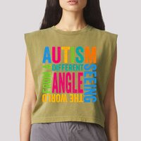 Autism Seeing The World From A Different Angle Autism Gift Garment-Dyed Women's Muscle Tee