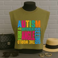 Autism Seeing The World From A Different Angle Autism Gift Garment-Dyed Women's Muscle Tee