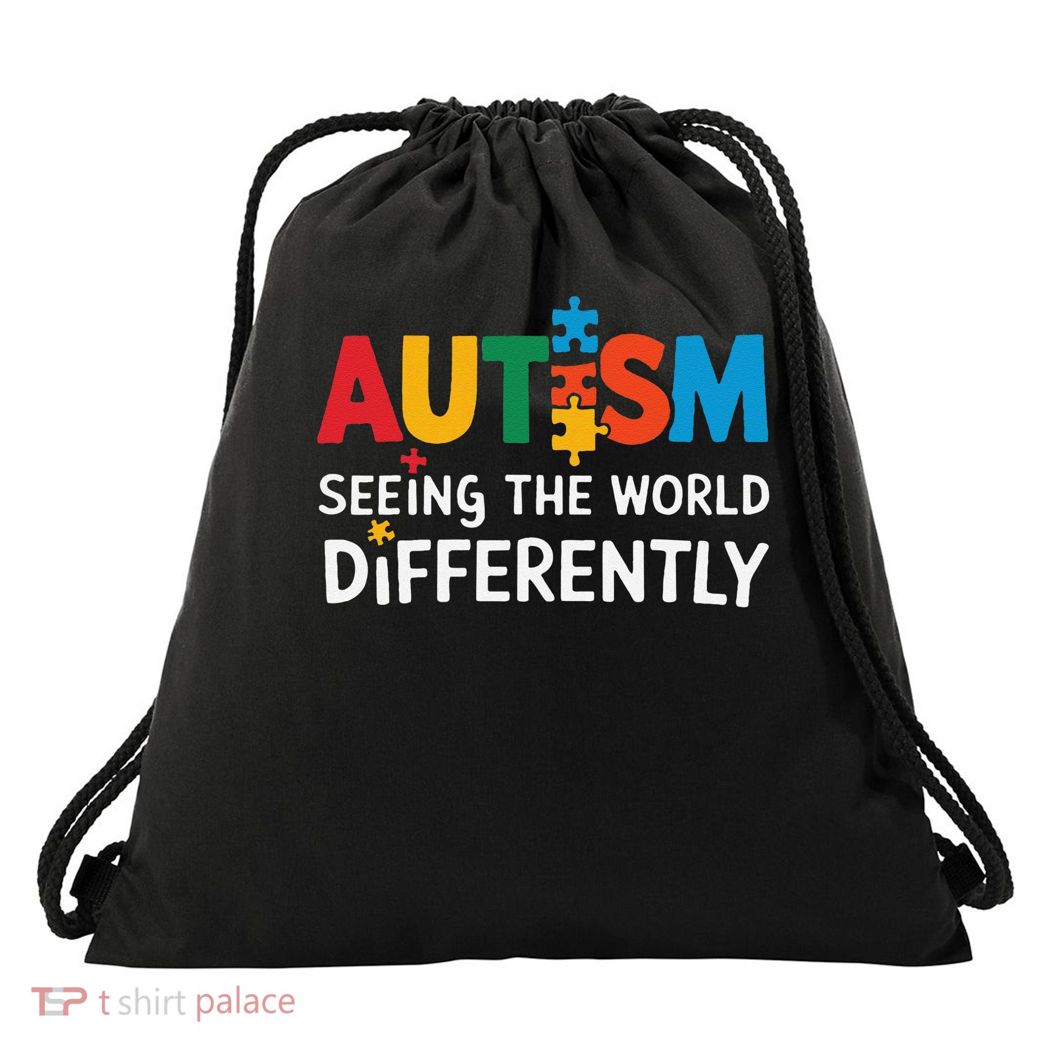 Autism Seeing The World Differently Autism Awareness Day Drawstring Bag
