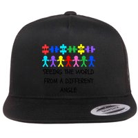 Autism Seeing The World From A Different Angle Awareness2024 Gift Flat Bill Trucker Hat