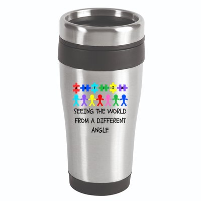 Autism Seeing The World From A Different Angle Awareness2024 Gift 16oz Travel Tumbler