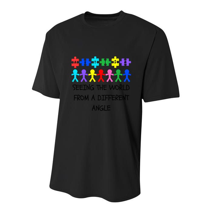 Autism Seeing The World From A Different Angle Awareness2024 Gift Youth Performance Sprint T-Shirt