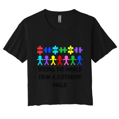Autism Seeing The World From A Different Angle Awareness2024 Gift Crop Top