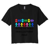 Autism Seeing The World From A Different Angle Awareness2024 Gift Women's Crop Top Tee
