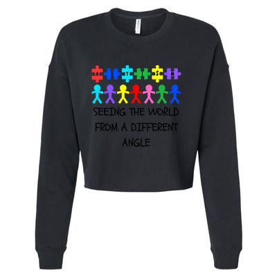 Autism Seeing The World From A Different Angle Awareness2024 Gift Cropped Pullover Crew