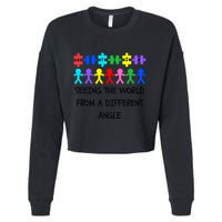 Autism Seeing The World From A Different Angle Awareness2024 Gift Cropped Pullover Crew