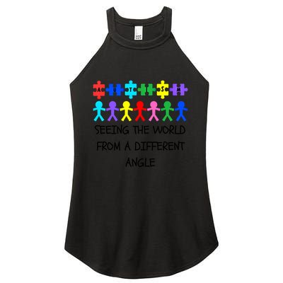 Autism Seeing The World From A Different Angle Awareness2024 Gift Women's Perfect Tri Rocker Tank