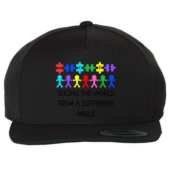 Autism Seeing The World From A Different Angle Awareness2024 Gift Wool Snapback Cap